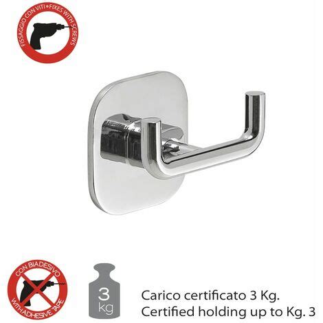 Percha Doble Para Toallas O Albornoces Acero Inoxidable Cromado Timo