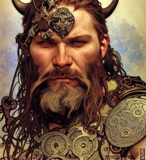 Realistic Detailed Face Portrait Of A Grizzled Viking Stable