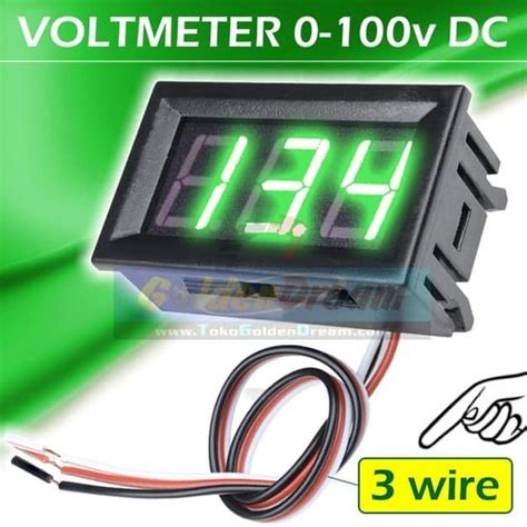 Jual Hijau 3 Wire DC Voltmeter 0 100v 0 56in LED Bingkai Cable Volt