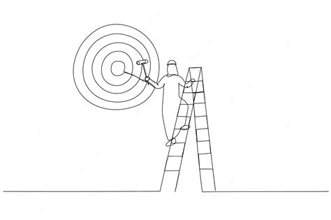 Premium Vector Drawing Of Ambitious Arab Businessman On Ladder Using