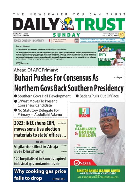 Nigerian Newspapers Daily Front Pages Review Sunday 5th June 2022