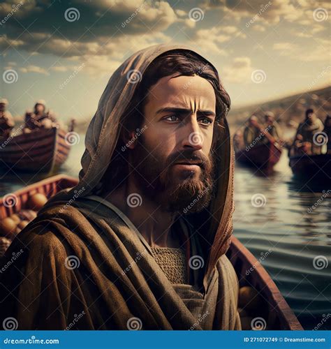 Jesus by the Sea of Galilee. AI Generative. Stock Illustration - Illustration of generative ...