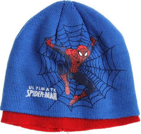 Spiderman Gebreide Muts Blauw Maat Bol