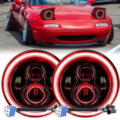 Red Inch Round H Led Headlights High Low For Mazda Na Miata