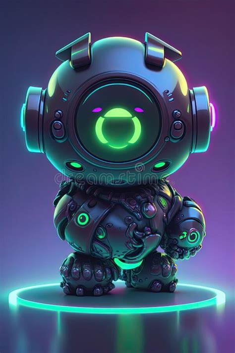 Futurista Lindo Y Brillante Robot De Juguete Caricatura Android Cyborg