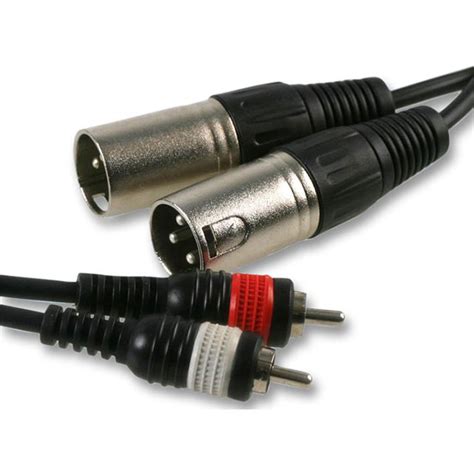 2x 3 Pin Xlr To 2x Phono Rca Male To Male Lead 6m Black Pulse