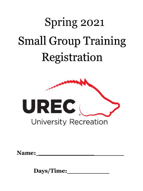 Fillable Online Urec Uark Small Group Personal Training Programming For