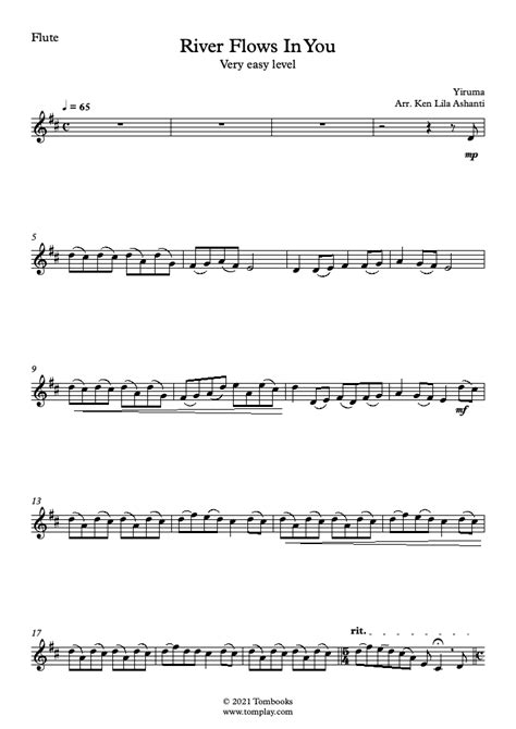 River Flows In You Very Easy Level Yiruma Flute Sheet Music