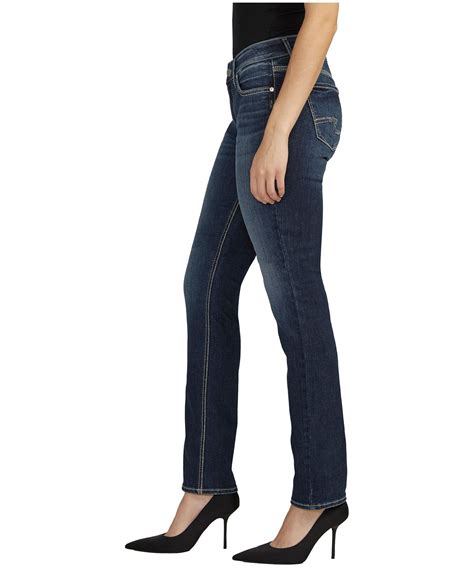 Silver Womens Elyse Mid Rise Curvy Fit Straight Leg Jeans Marks