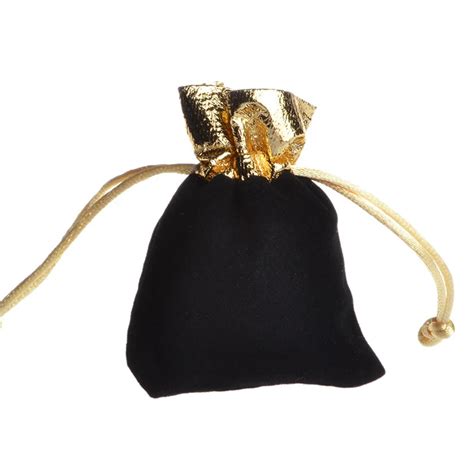 Black Gold Velvet Bags Drawstring Gift Bags For Jewelry 50Pcs 7x9cm