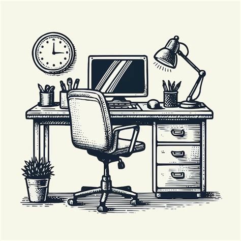 Premium Vector Free Vector Work Desk Hand Drawn Outline Doodle Icon