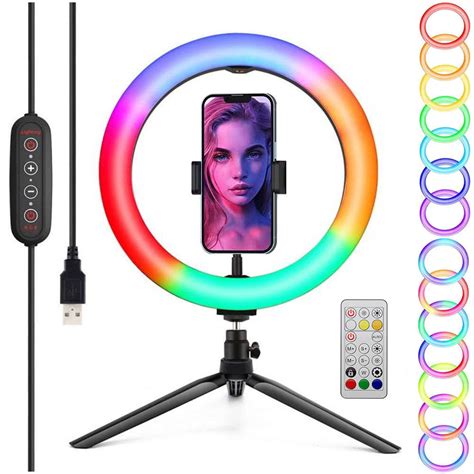 Lampa pierścieniowa LED RGB Statyw Uchwyt na telefon Ring Lamp Stojak