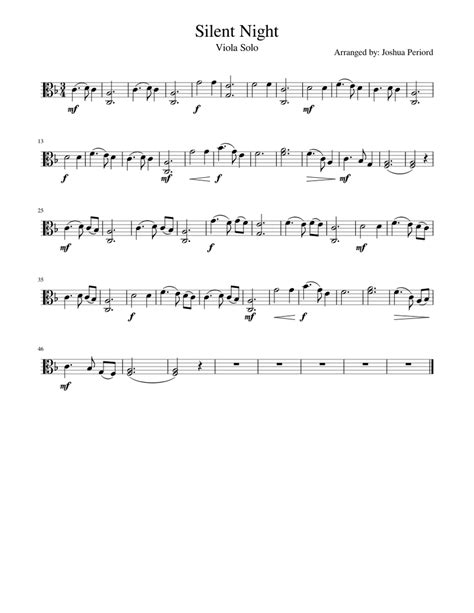 Silent Night Viola Solo Sheet Music For Viola Solo