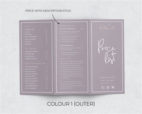 Modern Tri Fold Editable Price List Template Z Fold Price Etsy Uk