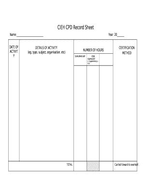 Cieh Cpd Record Sheet Template Doc Template Pdffiller