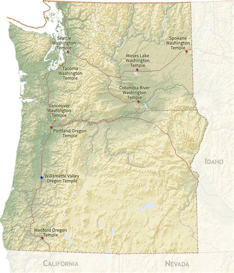 Pacific Northwest States Map Region | ChurchofJesusChristTemples.org