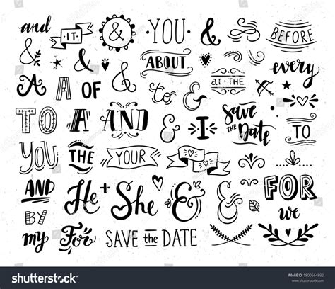 Ampersands Catchwords Vector Clipart Set Hand Stock Vector Royalty