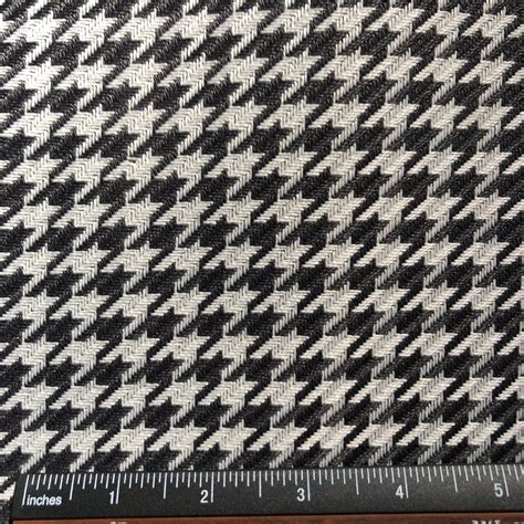 High End Woven Houndstooth Heavy Duty Upholstery Fabric In Black And