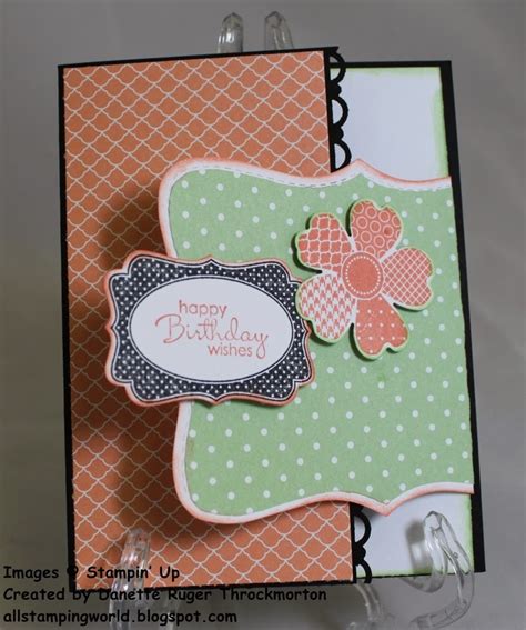 All Stamping World Fancy Folds Handmade Card With Stampin Up Mixed