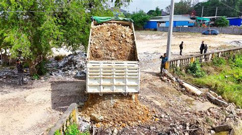 Start Open New Project Landfill Up Processing Dump Truck With Dozer