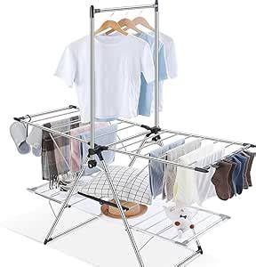 APEXCHASER Clothes Drying Rack Foldable 2 Level Drying Racks With High