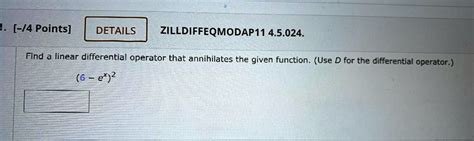 SOLVED DETAILS ZILL DIFF EQ MOD AP 11 4 5 024 Find A Linear