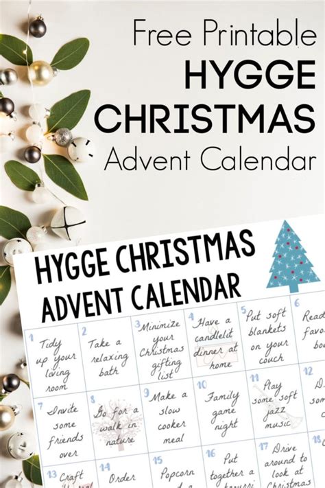 Printable Mindful Hygge Activities For Diy Advent Calendar Craft