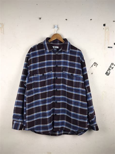 Vintage Wool Flannel Box Design Buttons Up Grailed