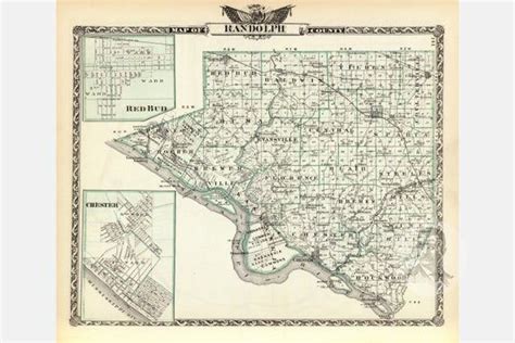 Randolph County IL Map 1876 Old Map of Chester Illinois Art - Etsy | Old map, Randolph county ...