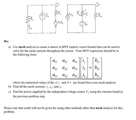 Solved Do A Use Mesh Analysis To Create A Matrix In Mvf