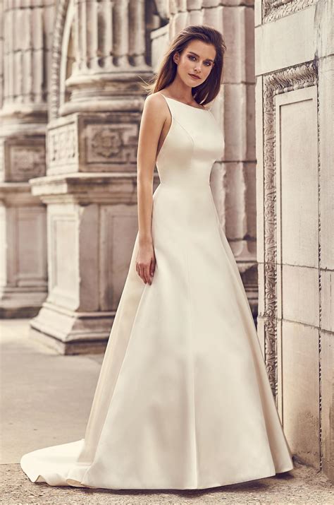 Square Neckline Satin Wedding Dress Style Mikaella Bridal