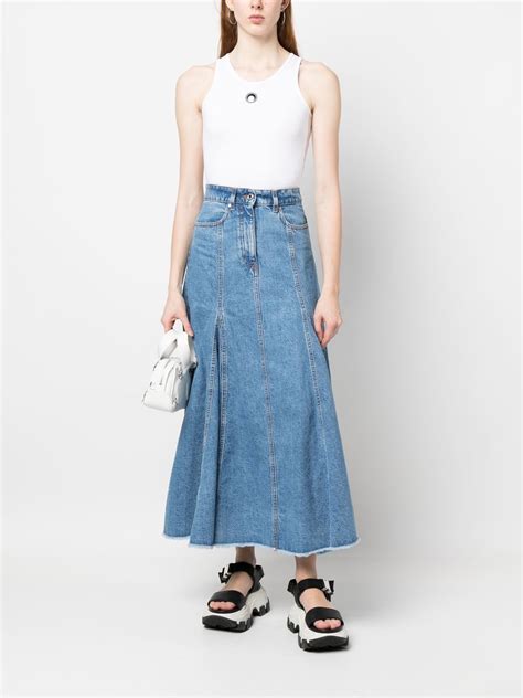 Msgm High Waisted Denim Midi Skirt Farfetch