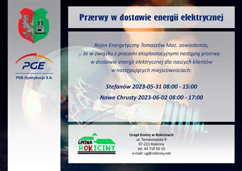 Przerwy W Dostawie Energii Elektrycznej Urz D Gminy W Rokicinach