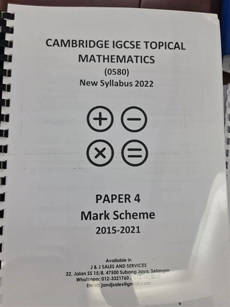 Igcse Mathematics Past Year Paper And Marking Scheme Hobbies And Toys Books And Magazines Textbooks