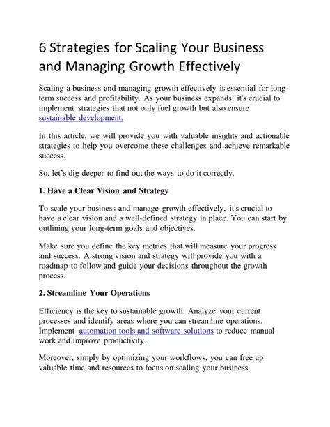 Ppt Strategies For Scaling Your Business And Managing Growth