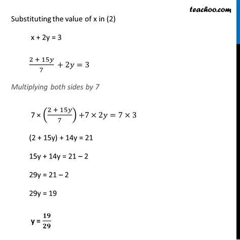 Example 4 Solve By Substitution 7x 15y 2 And X 2y 3