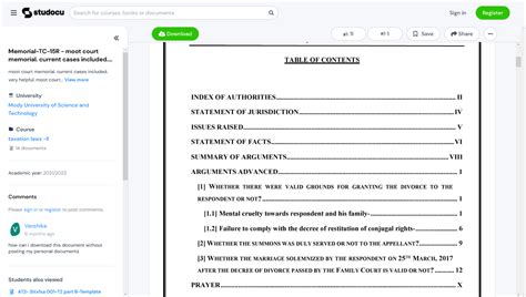 Memorial Tc R Moot Court Memorial Current Cases Included Very