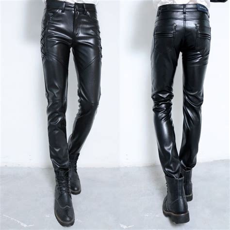 Mens Trendy Urban Leather Pants Chic Leather Leather Trousers