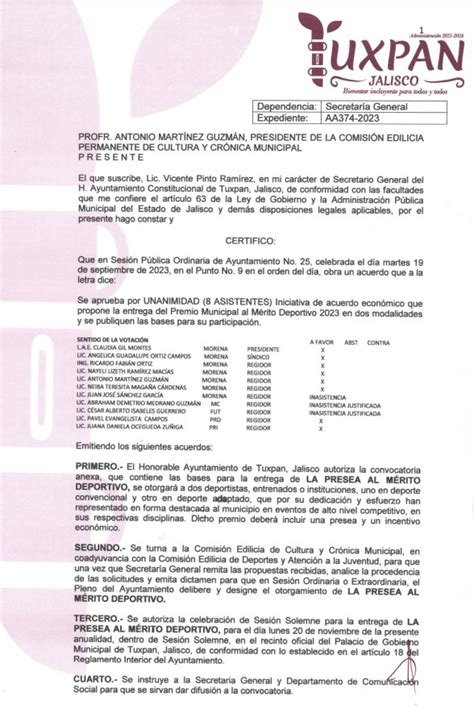 Convocatoria Premio Municipal Al M Rito Deportivo Honorable