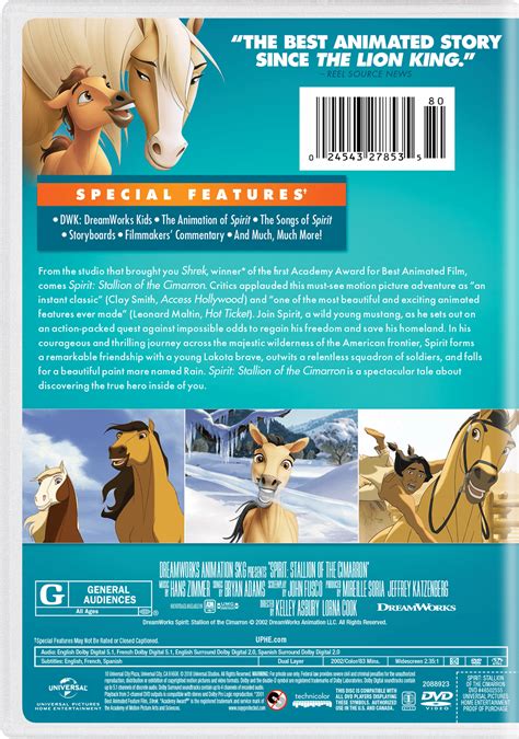 Dreamworks Spirit Stallion Of The Cimarron Widescreen Dvd