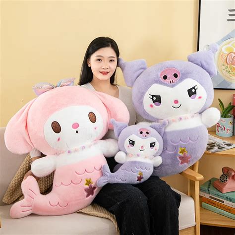 Al Anime Sanrioes Mermaid Plush Toy Kawaii My Melody Plush Doll Kuromi Transformed Mermaid Plush