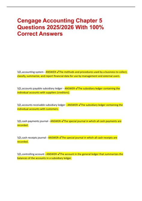 Cengage Accounting Chapter 5 Questions 2025/2026 With 100% Correct