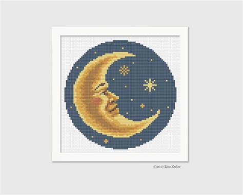 Crescent Moon Cross Stitch Pattern Cross Stitch Ornament Etsy