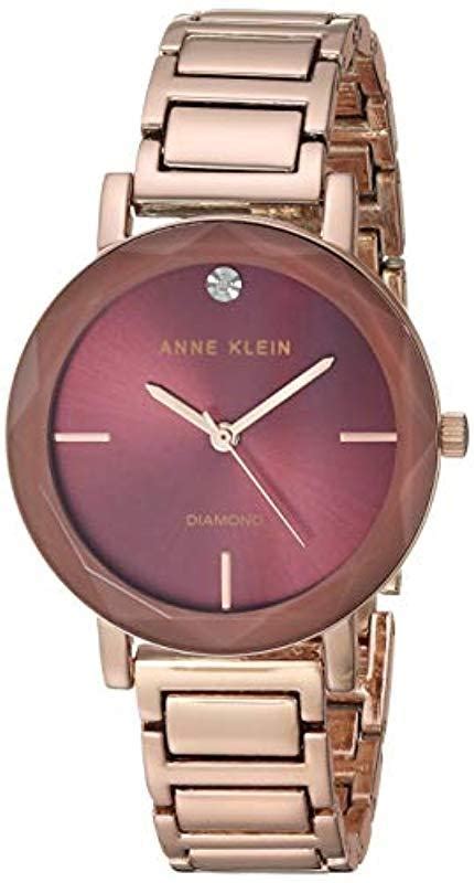 Anne Klein Genuine Diamond Dial Rose Gold Tone Bracelet Watch In