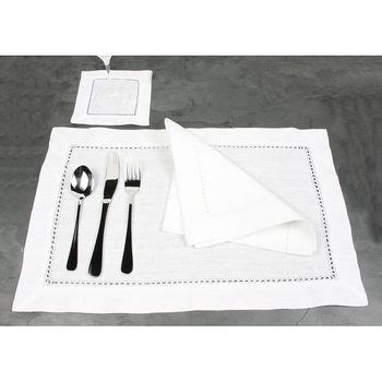 Pure White Linen Ladder Stitched Placemats Set Of Four By The Gorgeous