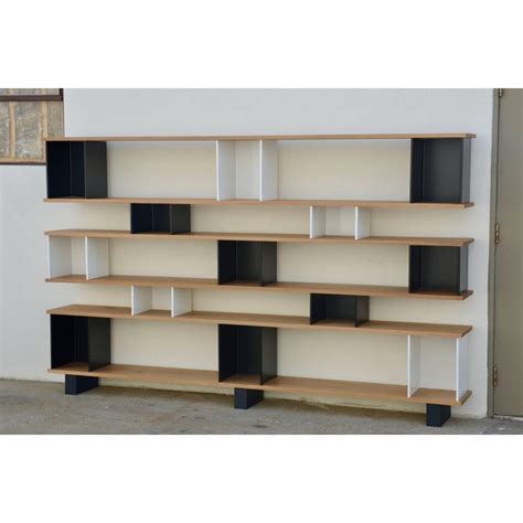 Design Frères Oak Black And White Horizontal Shelving Unit Chairish