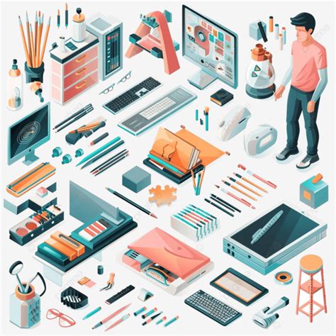 Art Creative Professions Isometric Icons Art Design Elements Png