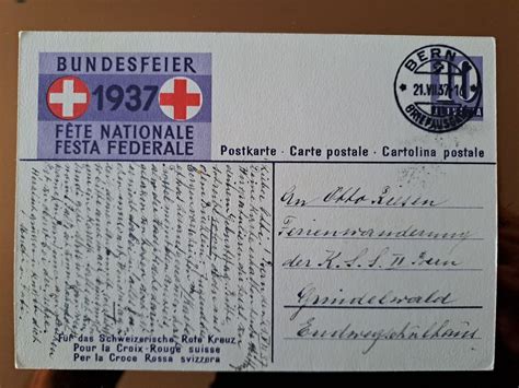 Postkarte Bundesfeier Rotes Kreuz Gelaufen 1937 Kaufen Auf Ricardo