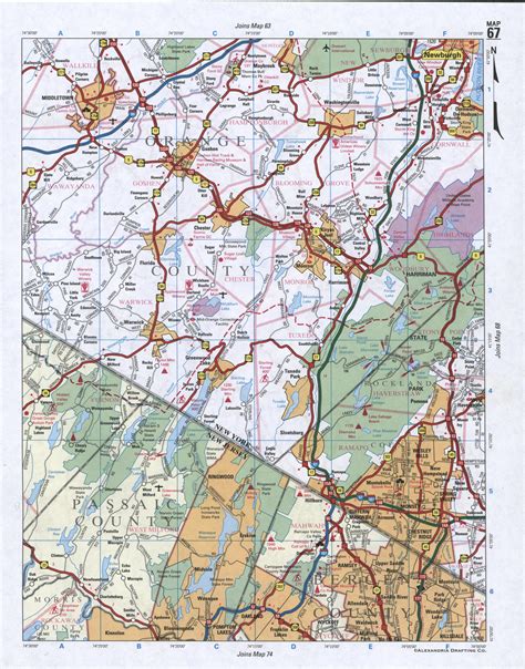 Map of Orange County, New York state. Detailed image map of Orange