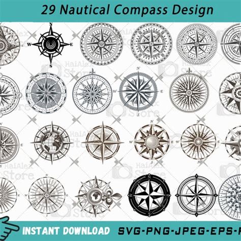 Compass Star Svg Vector Cut File For Cricut Silhouette Pdf Etsy